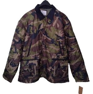 Vintage ESMC Camo Jacket Adult Large Rain Heavyweight Full Zip Snap RN 114976